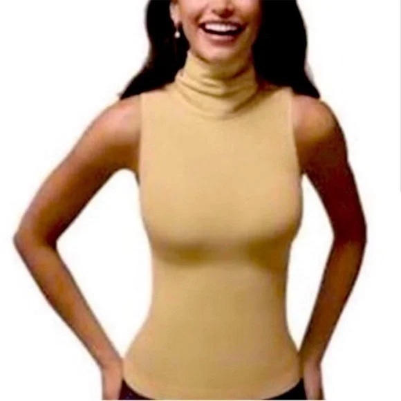 Spanx Chic Sleeveless Turtleneck Soft Gold